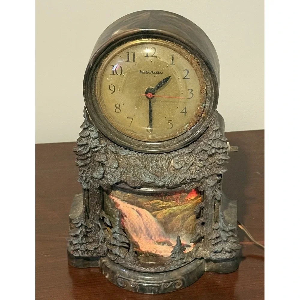 Vintage Mastercrafters Waterfalls Works Lighted Animation Table Clock NK